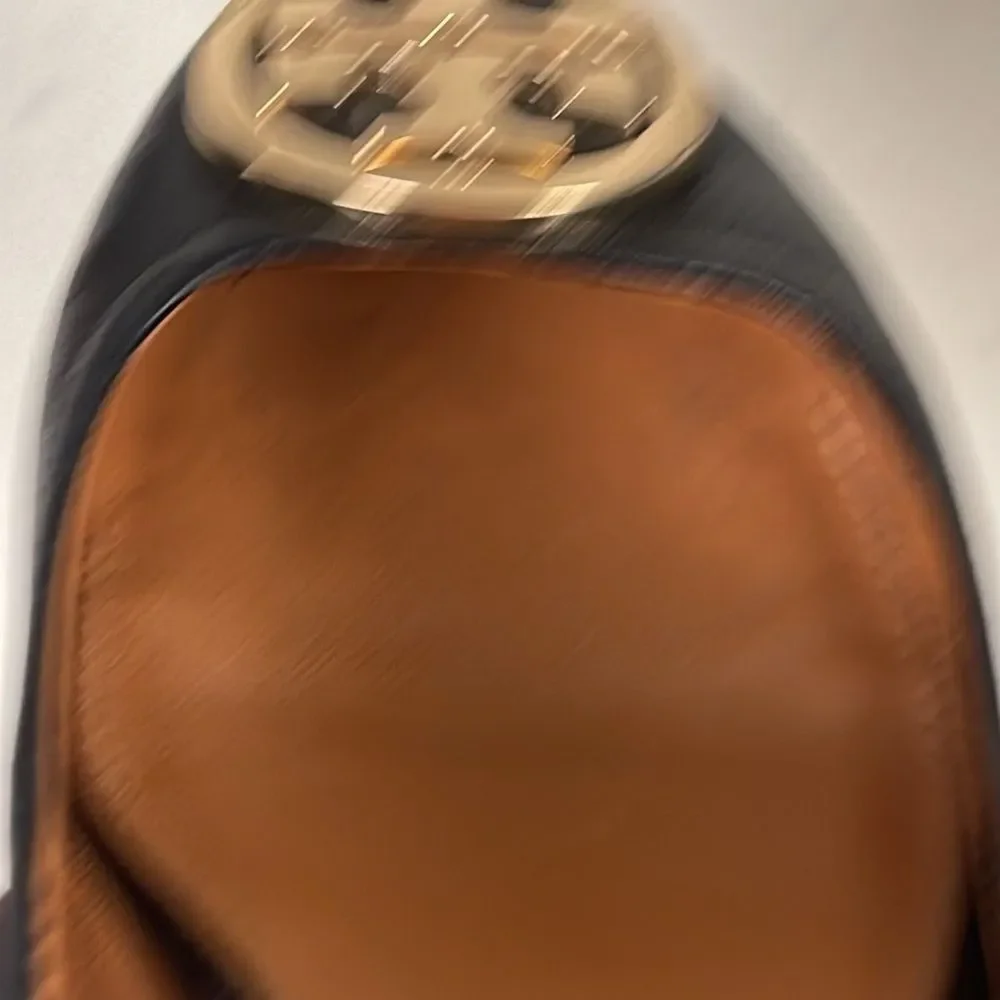 Tory Burch Benton 2 Nappa Leather Shoes Size 6.5 Black Leather Ballet Style